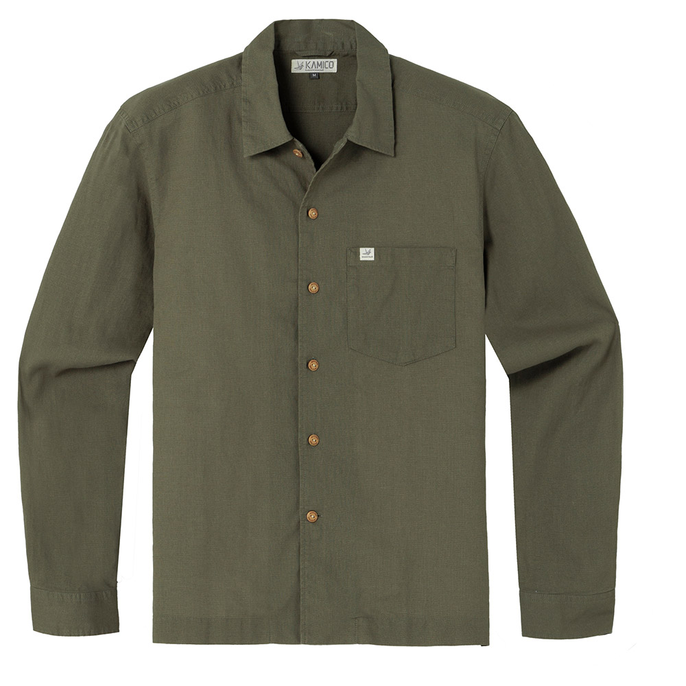 카미코 오픈 카라 셔츠 남 KHAKI